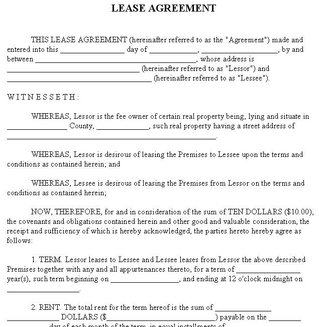 Austin lease agreement sample